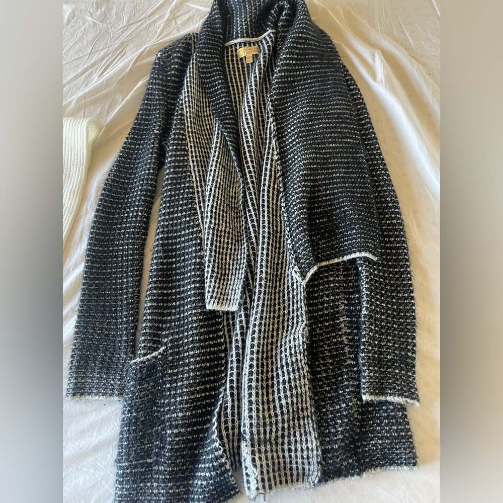 Black and white long cardigan